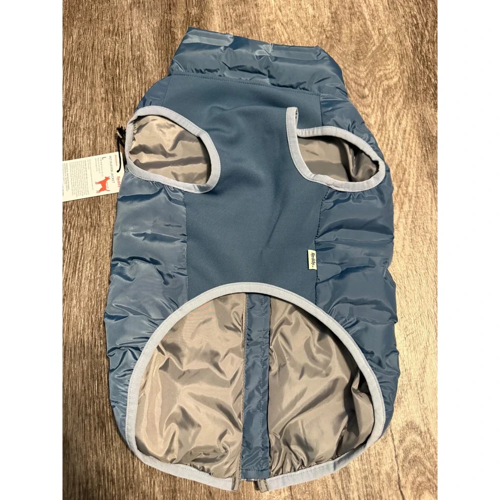 Reddy Blue Quilted Pet Puffer Jacket Water-Resistant Dog‎ Coat Large NWT